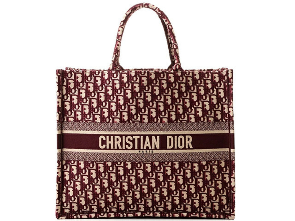 Christian Dior bag tote book Burgundy Red canvas